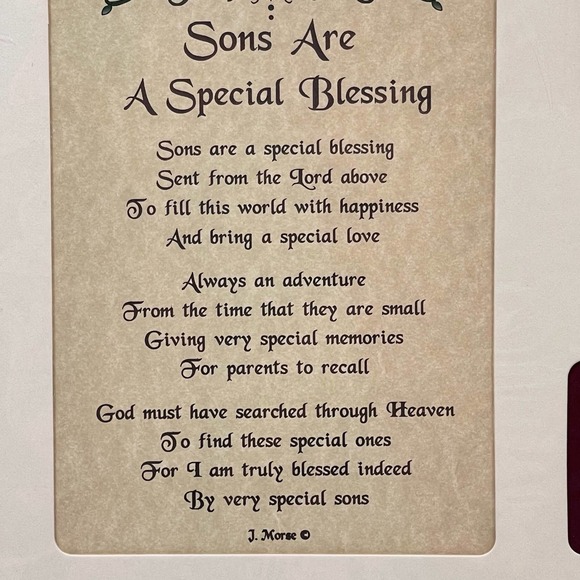 Vintage Sons Are A Special Blessing Poem Photo Mat 11x14 Holds 8 Pictures NEW - Picture 3 of 7